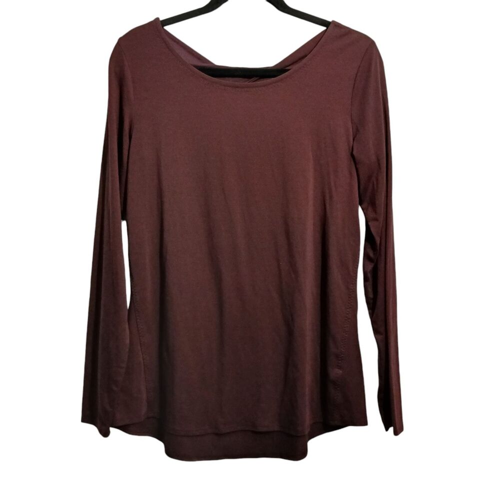 Athleta Shirt Women's M Flexlight Twist Back Top Burgundy Long Sleeve Cut Out